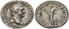 RÖMER RÖMISCHE KAISERZEIT. Domitian, 81 - 96 n. Chr. Denar ø 19mm (3,54g). 95 n. Chr. Mzst. Rom. Vs.: IMP CAES DOMIT AVG GERM P M TR P XIII, Kopf mit Lorbeerkranz n. r. Rs.: IMP XXII COS XVII CENS P P