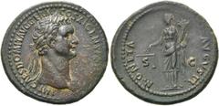 RÖMER RÖMISCHE KAISERZEIT. Domitian, 81 - 96 n. Chr. AE As ø 30mm (13,32g). 85 n. Chr. Mzst. Rom. Vs.: IMP CAES DOMIT AVG GERM COS XI CENS PER P P, Büste mit Lorbeerkranz u. Aegis n. r. Rs.: MONETA AV