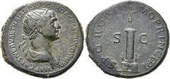 RÖMER RÖMISCHE KAISERZEIT. Trajan, 98 - 117 n. Chr. AE Dupondius ø 28mm (13,41g). 112/3 - 114 n. Chr. Mzst. Rom. Vs.: IMP CAES NERVAE TRAIANO AVG GER DAC P M TR P COS VI P P, drapierte Büste mit Strah