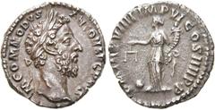 RÖMER RÖMISCHE KAISERZEIT. Commodus, 177 - 192 n. Chr. Denar ø 17mm (2,78g). 181 n. Chr. Mzst. Rom. Vs.: M COMMODVS ANTONINVS AVG, Kopf mit Lorbeerkranz n. r. Rs.: TR P VI IMP IIII COS III P P, Aequit