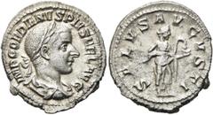 RÖMER RÖMISCHE KAISERZEIT. Gordian III., 238 - 244 n. Chr. Denar ø 20mm (3,70g). Sommer 241 n. Chr. Mzst. Rom. Hochzeitsemission. Vs.: IMP GORDIANVS PIVS FEL AVG, drapierte Panzerbüste mit Lorbeerkran