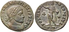 RÖMER RÖMISCHE KAISERZEIT. Constantin I., der Große, 307 - 337 n. Chr. AE Follis ø 19mm (3,60g). 316 n. Chr. Mzst. Ticinum. Vs.: IMP CONSTANTINVS P F AVG, Panzerbüste mit Lorbeerkranz n. r. Rs.: SOLI 