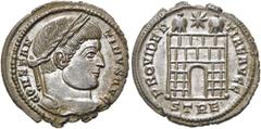 RÖMER RÖMISCHE KAISERZEIT. Constantin I., der Große, 307 - 337 n. Chr. AE Follis ø 19mm (3,07g). 327- 328 n. Chr. Mzst. Treveris. Vs.: CONSTAN-TINVS AVG, Kopf mit Lorbeerkranz n. r. Rs.: PROVIDEN-TIAE