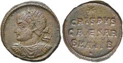 RÖMER RÖMISCHE KAISERZEIT. Crispus, 317 - 326 n. Chr. AE Follis ø 18mm (1,90g). 324 - 325 n. Chr. Mzst. Antiochia. Vs.: Drapierte Panzerbüste mit Lorbeerkranz n. l. Rs.: CRISPVS / CAESAR / SMANTB / ·,