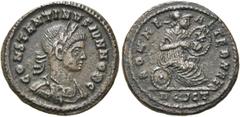 RÖMER RÖMISCHE KAISERZEIT. Constantin II. als Caesar, 317 - 337 n. Chr. AE Follis ø 19mm (3,33g). 320 n. Chr. Mzst. Rom. Vs.: CONSTANTINVS IVN NOB C, drapierte Panzerbüste mit Lorbeerkranz n. r. Rs.: 