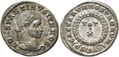 RÖMER RÖMISCHE KAISERZEIT. Constantin II. als Caesar, 317 - 337 n. Chr. AE Follis ø 19mm (3,21g). 321 - 324 n. Chr. Mzst. Siscia. Vs.: CONSTANTINVS IVN NOB C, Kopf mit Lorbeerkranz n. r. Rs.: CAESARVM