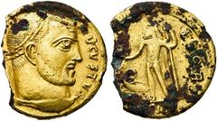 RÖMER RÖMISCHE KAISERZEIT. Nach Maximinus Daia. AE "Aureus" ø 19mm (2,09g). 311 - 313 n. Chr Mzst. im Barbaricum. Vs.: [...] AVGVSTVS, Kopf mit Lorbeerkranz n. r. Rs.: [...] ETORI / [...] I, Jupiter s