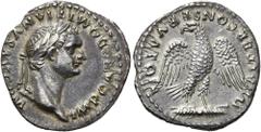 RÖMER RÖMISCHE KAISERZEIT. Domitian, 81 - 96 n. Chr. Denar ø 19mm (3,11g). 82 - 83 n. Chr. Mzst. Rom. Vs.: IMP CAES DOMITIANVS AVG P M, Kopf mit Lorbeerkranz n. r. Rs.: IVPPITER CONSERVATOR, Adler mit