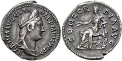 RÖMER RÖMISCHE KAISERZEIT. Sabina, 119(?) - 136/7 n. Chr. Denar ø 18mm (2,91g). 130 - 133 n. Chr. Mzst. Rom. Vs.: SABINA AVGVSTA HADRIANI AVG P P, drapierte Büste mit Diadem n. r. Rs.: CONCOR-DIA AVG,