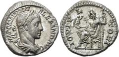 RÖMER RÖMISCHE KAISERZEIT. Severus Alexander, 222 - 235 n. Chr. Denar ø 19mm (2,38g). 225 n. Chr. Mzst. Rom. Vs.: IMP C M AVR SEV ALEXAND AVG, drapierte Büste mit Lorbeerkranz n.r. Rs.: IOVI V-L-TORI,