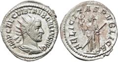 RÖMER RÖMISCHE KAISERZEIT. Trebonianus Gallus, 251 - 253 n. Chr. Antoninian ø 22mm (3,27g). Mzst. Rom. Vs.: IMP CAE C VIB TREB GALLVS AVG, drapierte Panzerbüste mit Strahlenkrone n. r. Rs.: FELICITAS 