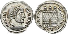 RÖMER RÖMISCHE KAISERZEIT. Maximinus Daia als Caesar, 305 - 310 n. Chr. Argenteus ø 20mm (3,31g). 306 - 307 n. Chr. Mzst. Serdica. Vs.: MAXIMI-NVS NOB C, Kopf mit Lorbeerkranz n. r. Rs.: VIRTVS MILITV