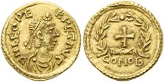 RÖMER RÖMISCHE KAISERZEIT. Leo I., 457 - 473 n. Chr. Tremissis ø 14mm (1,45g). 461 - 465 n. Chr. Mzst. Mediolanum. Vs.: DN LEO PER-PET AVG, drapierte Panzerbüste mit Perlendiadem n.r. Rs.: Kreuz im Kr