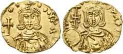 BYZANZ Leo IV., 775 - 780 n. Chr. Semissis ø 16mm (1,81g). April 776 - September 780 n. Chr. Mzst. Syrakus. Vs.: L-ON CON PA, bärtige, drapierte Büste des Leo IV. mit Krone, Kreuzglobus u. Akakia. Rs.