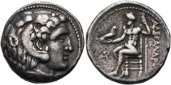 GRIECHEN MAKEDONISCHE KÖNIGE. Alexander III. der Große, 336 - 323 v. Chr. Tetra­drachme ø 26mm (17,01g). ca. 330 - 320 v. Chr. Mzst. Byblos. Vs.: Kopf des Herakles mit Löwenfell n. r. Rs.: ΑΛΕΞΑΝΔΡΟΥ,
