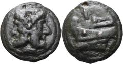 RÖMER RÖMISCHE REPUBLIK. ANONYME PRÄGUNGEN, 280 - 211 V. CHR. Anonym, 217 - 213 v. Chr. (Postsemilibral). AE As ø 46mm (100,06g). Mzst. Rom. Vs.: Bärtiger Januskopf mit Kranz. Rs.: Prora n. l., darübe