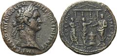 RÖMER RÖMISCHE KAISERZEIT. Domitian, 81 - 96 n. Chr. AE As ø 29mm (9,02g). 88 n. Chr. Mzst. Rom. Vs.: IMP CAES DOMIT AVG GERM P M TR P VIII CENS PER P P, Kopf mit Lorbeerkranz n. r. Rs.: COS XIIII LVD