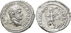 RÖMER RÖMISCHE KAISERZEIT. Caracalla, 197 - 217 n. Chr. Denar ø 20mm (3,00g). 213 n. Chr. Mzst. Rom. Vs.: ANTONINVS PIVS AVG BRIT, Kopf mit Lorbeerkranz n. r. Rs.: MARTI PRO- PVGNATORI, Mars mit Lanze