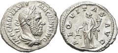 RÖMER RÖMISCHE KAISERZEIT. Macrinus, 217 - 218 n. Chr. Denar ø 21mm (3,74g). Mzst. Rom. Vs.: IMP C M OPEL SEV MACRINVS AVG, drapierte Panzerbüste mit Lorbeerkranz n. r. Rs.: AEQVITAS AVG, Aequitas ste
