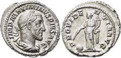 RÖMER RÖMISCHE KAISERZEIT. Maximinus Thrax, 235 - 238 n. Chr. Denar ø 20mm (3,49g). 235 n. Chr. Mzst. Rom. Vs.: IMP MAXIMINVS PIVS AVG, drapierte Panzerbüste mit Lorbeerkranz n. r. Rs.: PROVIDE-N-TIA 