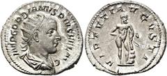 RÖMER RÖMISCHE KAISERZEIT. Gordian III., 238 - 244 n. Chr. Antoninian ø 22mm (3,33g). 241 - 243 n. Chr. Mzst. Rom. Vs.: IMP GORDIANVS PIVS FEL AVG, drapierte Panzerbüste mit Strahlenkranz n. r. Rs.: V