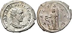 RÖMER RÖMISCHE KAISERZEIT. Philipp I. Arabs, 244 - 249 n. Chr. Antoninian ø 25mm (3,36g). 244 - 247 n. Chr. Mzst. Rom. Vs.: IMP M IVL PHILIPPVS AVG, drapierte Panzerbüste mit Strahlenkrone n. r. Rs.: 