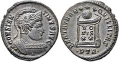RÖMER RÖMISCHE KAISERZEIT. Constantin I., der Große, 307 - 337 n. Chr. AE Follis ø 19mm (3,08g). 322 - 323 n. Chr. Mzst. Treveris. Vs.: CONSTAN-TINVS AVG, Panzerbüste mit Helm n. r. Rs.: BEATA TRAN-QV
