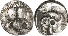 GRIECHEN LYKIEN DYNASTEN. Mithrapata 1/6 Stater (9,28g). 390 / 370 v. Chr. Mzst. unbestimmt Vs.: Frontaler Lö­wenskalp, darunter Triskeles. Rs.: "mi...", Triskeles, im Feld Delfin. Vismara II 196; Tra