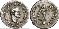RÖMER RÖMISCHE KAISERZEIT Galba, 68 - 69 n. Chr. Quinar (1,76g). Mzst. Gallien. Vs.: SER GALBA IMP CAESAR AVG P M T P, Kopf mit Lorbeerkranz n. r. Rs.: VICTORIA GALBAE AVG, Viktoria mit Kranz u. Palmz