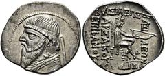 GRIECHEN PARTHER. ARSAKIDEN. Mithradates II., 121 - 91 v. Chr. Drachme ø 21mm (4,23g). ca. 109 - 96/5 v. Chr. Mzst. Ekbatana. Vs.: Drapierte Büste mit Langbart u. Diadem n. l. Rs.: ΒΑΣΙΛΕΩΣ / ΒΑΣΙΛΕΩΝ