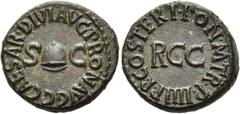 RÖMER RÖMISCHE KAISERZEIT. Caligula, 37 - 41 n. Chr. AE Quadrans ø 16mm (4,37g). 40 - 41 n. Chr. Mzst. Rom. Vs.: C CAESAR DIVI AVG PRON AVG um S C und Pileus. Rs.: PON M TR P IIII P P COS TERT um RCC.
