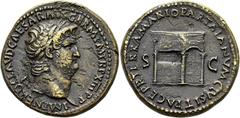 RÖMER RÖMISCHE KAISERZEIT. Nero, 54 - 68 n. Chr. AE Sesterz ø 34mm (23,68g). 67 n. Chr. Mzst. Rom. Vs.: IMP NERO CLAVD CAESAR AVG GERM P M TR P XIIII P P, Kopf mit Lorbeerkranz n. r. Rs.: PACE P R TER