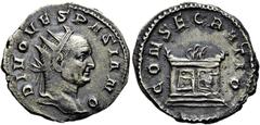 RÖMER RÖMISCHE KAISERZEIT. Divus Vespasianus, ab 79 n. Chr. Antoninian ø 22mm (3,39g). Geprägt unter Traianus Decius, 250 - 251 n. Chr. Mzst. Mediolanum. Vs.: DIVO VESPASIANO, Kopf mit Strahlenkrone n