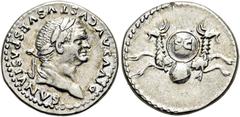 RÖMER RÖMISCHE KAISERZEIT. Divus Vespasianus, ab 79 n. Chr. Denar ø 18mm (3,48g). Geprägt unter Titus, 80 - 81 n. Chr. Mzst. Rom. Vs.: DIVVS AVGVSTVS VESPASIANVS, Kopf mit Lorbeerkranz n. r. Rs.: SC a