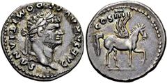 RÖMER RÖMISCHE KAISERZEIT. Domitian als Caesar, 69 - 81 n. Chr. Denar ø 19mm (3,38g). 76 - 77 n. Chr., geprägt unter Vespasian. Mzst. Rom. Vs.: CAESAR AVG F DOMITIANVS, Kopf mit Lorbeerkranz n. r. Rs.