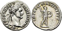 RÖMER RÖMISCHE KAISERZEIT. Domitian, 81 - 96 n. Chr. Denar ø 19mm (3,37g). 90 n. Chr. Mzst. Rom. Vs.: IMP CAES DOMIT AVG GERM P M TR P VIIII, Kopf mit Lorbeerkranz n. r. Rs.: IMP XXI COS XV CENS P P P