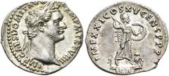 RÖMER RÖMISCHE KAISERZEIT. Domitian, 81 - 96 n. Chr. Denar ø 19mm (3,35g). 90 n. Chr. Mzst. Rom. Vs.: IMP CAES DOMIT AVG GERM P M TR P VIIII, Kopf mit Lorbeerkranz n. r. Rs.: IMP XXI COS XV CENS P P P