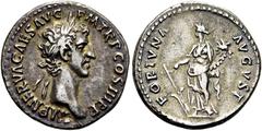 RÖMER RÖMISCHE KAISERZEIT. Nerva, 96 - 98 n. Chr. Denar ø 19mm (3,47g). 97 n. Chr. Mzst. Rom. Vs.: IMP NERVA CAES AVG P M TR P COS III P P, Kopf mit Lorbeerkranz n. r. Rs.: FORTVNA AVGVST, Fortuna fro