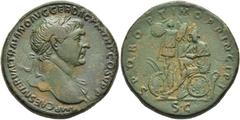 RÖMER RÖMISCHE KAISERZEIT. Trajan, 98 - 117 n. Chr. AE Sesterz ø 33mm (26,93g). ca. 108 - 109/110 n. Chr. Mzst. Rom. Vs.: IMP CAES NERVAE TRAIANO AVG GER DAC PM TR P COS V PP, Büste mit Lorbeerkranz u