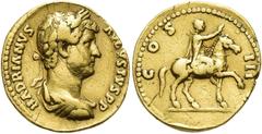 RÖMER RÖMISCHE KAISERZEIT. Hadrian, 117 - 138 n. Chr. Aureus ø 20mm (6,71g). 128 - 129 n. Chr. Mzst. Rom. Vs.: HADRIANVS AVGVSTVS PP, drapierte Panzerbüste mit Lorbeerkranz n. r. Rs.: COS III, Hadrian