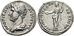 RÖMER RÖMISCHE KAISERZEIT. Hadrian, 117 - 138 n. Chr. Denar ø 18mm (3,33g). 129 - 130 n. Chr. Mzst. Rom. Vs.: HADRIANVS AVGVSTVS, drapierte Panzerbüste n.l. Rs.: CLEMENTIA AVG COS III PP, Clementia st