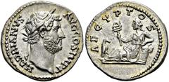 RÖMER RÖMISCHE KAISERZEIT. Hadrian, 117 - 138 n. Chr. Denar ø 18mm (3,33g). 130 - 133 n. Chr. Mzst. Rom. Vs.: HADRIANVS AVG COS III PP, Kopf mit Lorbeerkranz n.r. Rs.: AEGYPTOS, Personifikation Ägypte