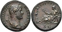 RÖMER RÖMISCHE KAISERZEIT. Hadrian, 117 - 138 n. Chr. AE As ø 26mm (13,27g). 130 - 138 n. Chr. Mzst. Rom. Vs.: HADRIANVS AVG COS III P P, drapierte Büste mit Lorbeerkranz n. r. Rs.: AEGVPTO-S / S C, A