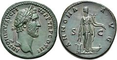 RÖMER RÖMISCHE KAISERZEIT. Antoninus Pius, 138 - 161 n. Chr. AE Sesterz ø 32mm (22,70g). 140 - 144 n.Chr. Mzst. Rom. Vs.: ANTONINVS AVG PI-VS P P TR P COS III, Kopf mit Lorbeerkranz n. r. Rs.: ANNONA 