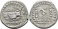 RÖMER RÖMISCHE KAISERZEIT. Marcus Aurelius und Lucius Verus, 161 - 169 n. Chr. Restitutionsdenar ø 19mm (3,04g). 165 n. Chr. Mzst. Rom. Vs.: ANTONIVS AVGVR / IIIVIR R P C, Galeere n. l. Rs.: ANTONINVS
