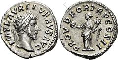RÖMER RÖMISCHE KAISERZEIT. Lucius Verus, 161 - 169 n. Chr. Denar ø 17mm (3,29g). 161 n. Chr. Mzst. Rom. Vs.: IMP L AVREL VERVS AVG, Kopf n. r. Rs.: PROV DEOR TR P COS II, Providentia steht mit Globus 