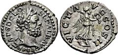 RÖMER RÖMISCHE KAISERZEIT. Clodius Albinus, 193 - 197 n. Chr. Denar ø 17mm (2,84g). 195 - 197 n. Chr. Mzst. Lugdunum. Vs.: IMP CAES D CLO SEP ALB AVG, Kopf mit Lorbeerkranz n.r. Rs.: VICT AVG COS II, 