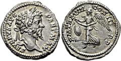 RÖMER RÖMISCHE KAISERZEIT. Septimius Severus, 193 - 211 n. Chr. Denar ø19mm (3,25g). 200 n. Chr. Mzst. Rom. Vs.: SEVERVS AVG PART MAX, Kopf mit Lorbeerkranz n. r. Rs.: P M TR P VIII COS II P P, Viktor