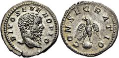 RÖMER RÖMISCHE KAISERZEIT. Divus Septimius Severus, ab 211 n. Chr. Denar ø 20mm (1,85g). Geprägt unter Caracalla, 211 n. Chr. Mzst. Rom. Vs.: DIVO SEVERO PIO, Kopf n. r. Rs.: CONSECRATIO, Adler auf Bl
