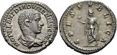 RÖMER RÖMISCHE KAISERZEIT. Diadumenian als Caesar, 217 - 218 n. Chr. Denar ø 20mm (3,31g). Mzst. Rom. Vs.: M OPEL ANT DIADVMENIAN CAES, drapierte Panzerbüste n. r. Rs.: SPES PVBLICA, Spes mit Blume un